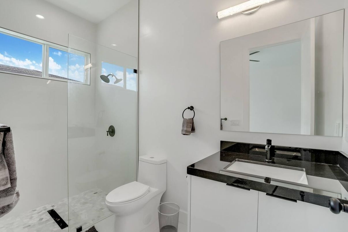 Bathroom, Glass Shower, Interior, Recessed Lighting