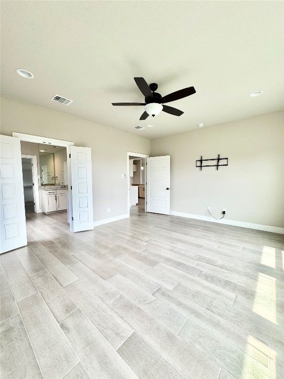 Bathroom, Empty room, Interior, Recessed Lighting, Wood Texture Flooring