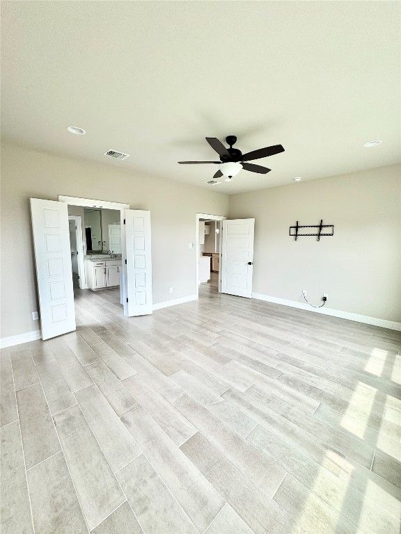 Bathroom, Empty room, Interior, Recessed Lighting, Wood Texture Flooring