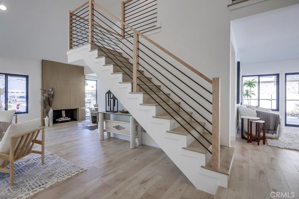 Fireplace, Interior, Recessed Lighting, Wood Texture Flooring