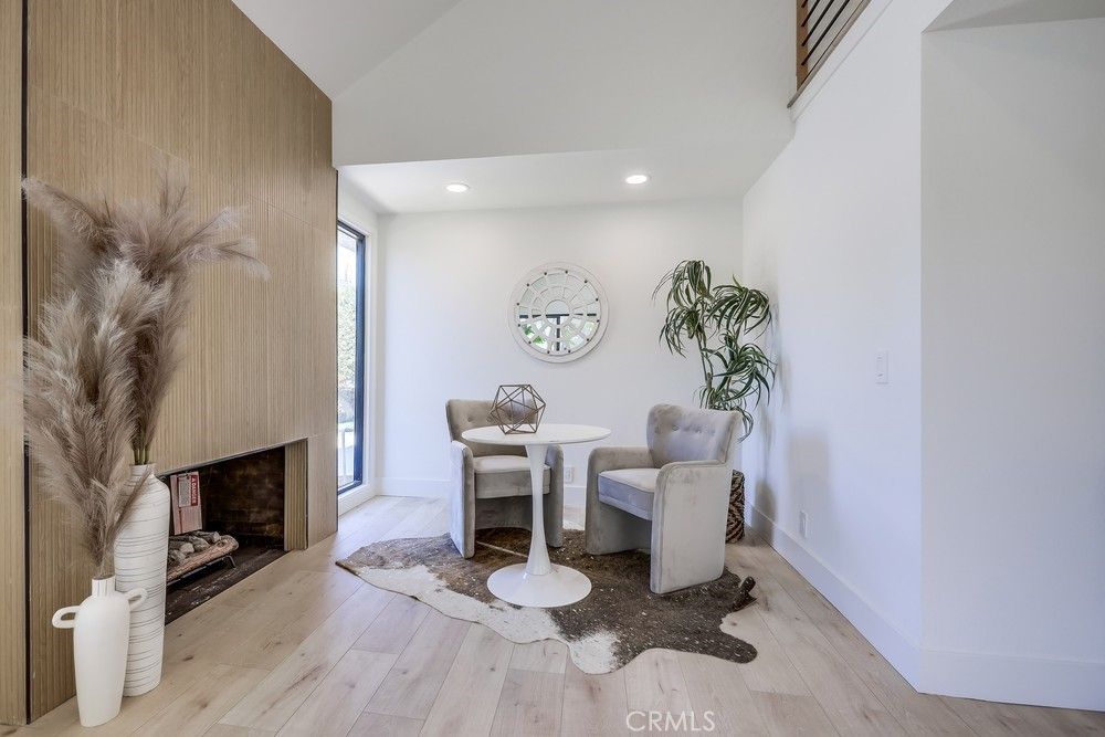 Fireplace, Interior, Recessed Lighting, Wood Texture Flooring