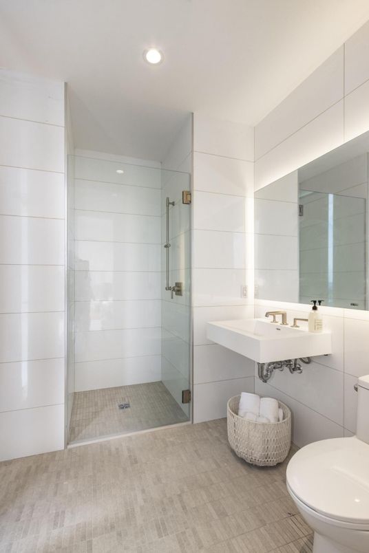 Bathroom, Glass Shower, Interior, Recessed Lighting