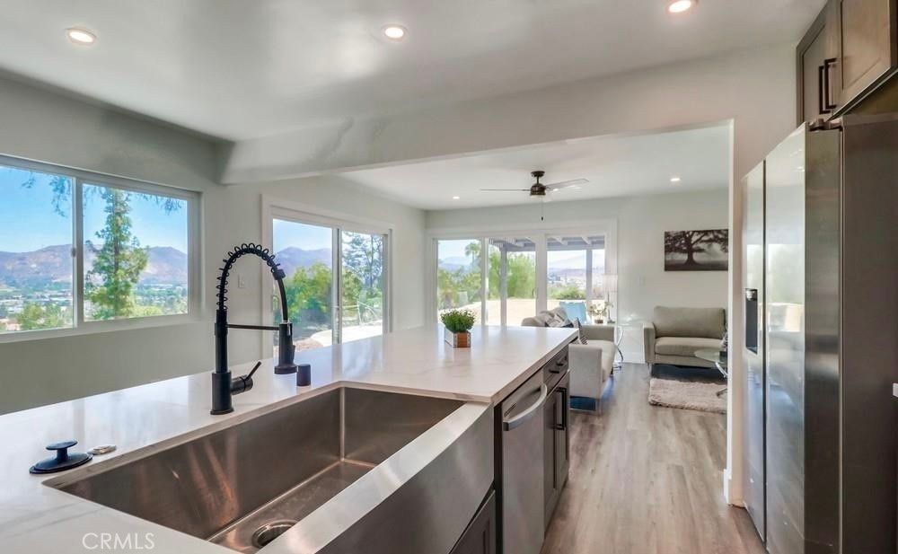 Interior, Kitchen, Living room, Recessed Lighting, Wood Texture Flooring