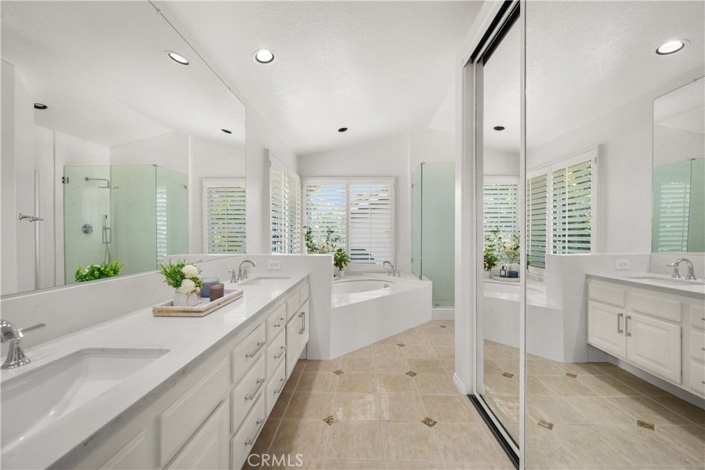 Bathroom, Dual Sink Vanities, Glass Shower, Interior, Recessed Lighting