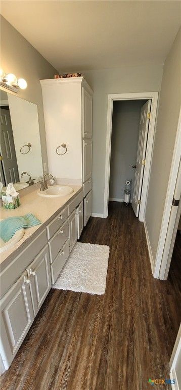 Bathroom, Dual Sink Vanities, Interior, Wood Texture Flooring
