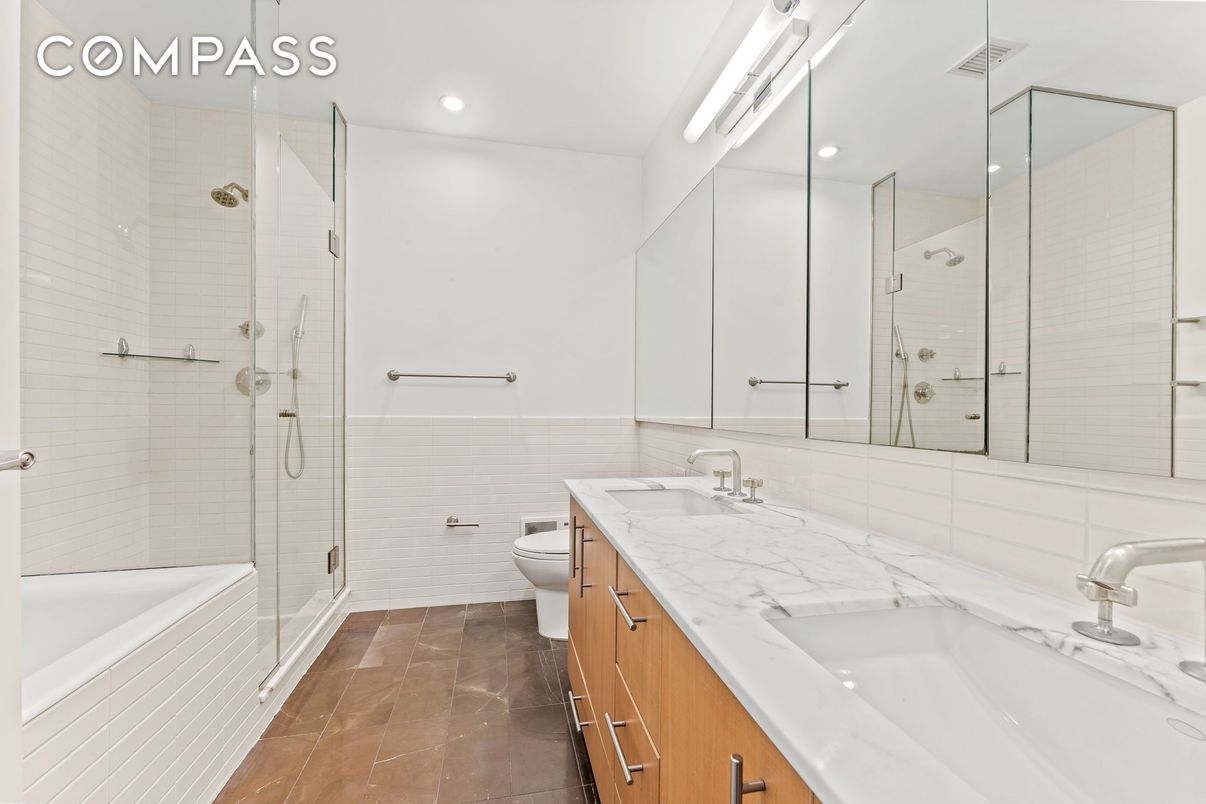 Bathroom, Dual Sink Vanities, Glass Shower, Interior, Recessed Lighting