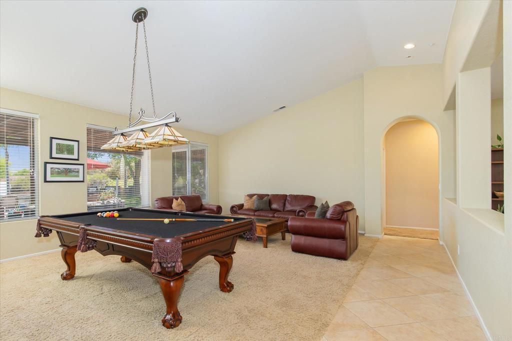 Billiard Table, Game Room, Interior, Pendant Lights, Recessed Lighting