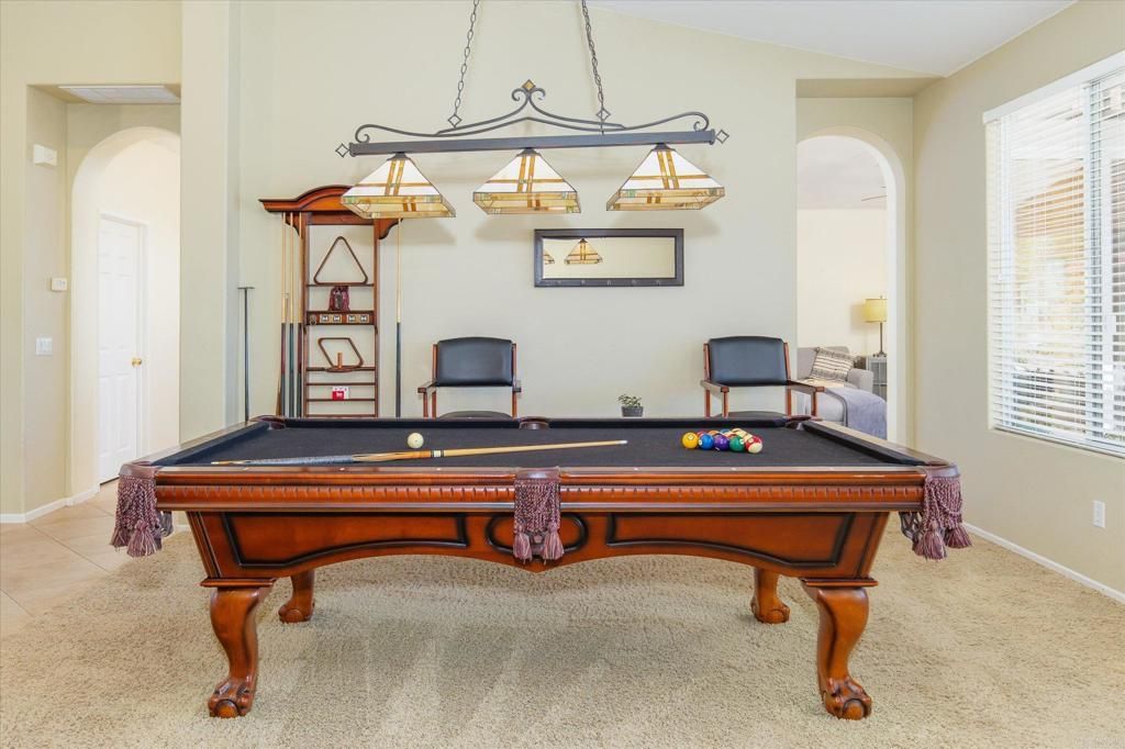 Billiard Table, Chandelier, Game Room, Interior