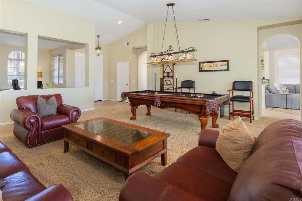 Billiard Table, Game Room, Interior, Living room, Pendant Lights, Recessed Lighting