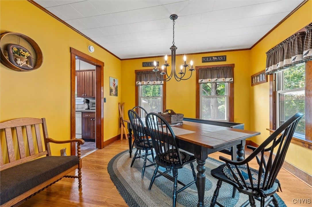 Chandelier, Dining room, Interior, Wood Texture Flooring