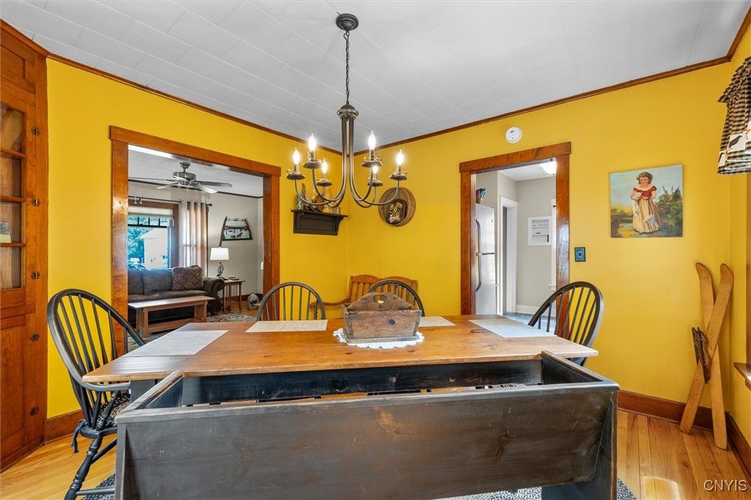 Chandelier, Dining room, Interior, Wood Texture Flooring