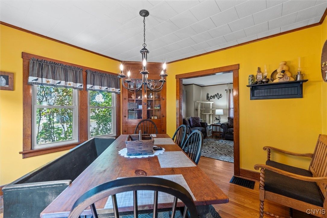 Chandelier, Dining room, Interior, Wood Texture Flooring