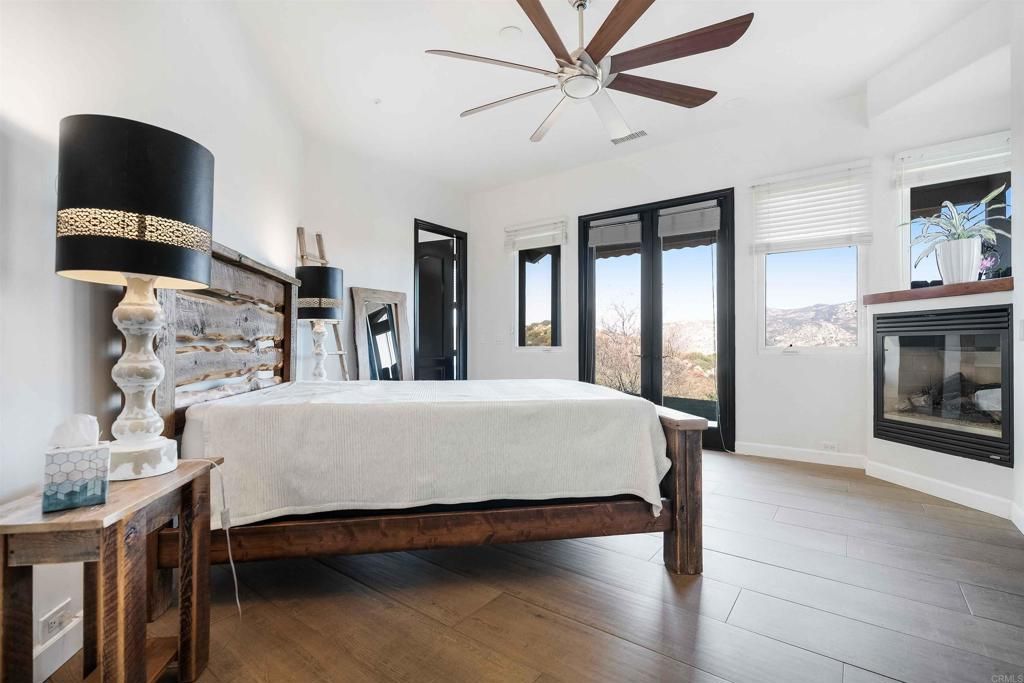 Bedroom, Fireplace, Interior, Wood Texture Flooring