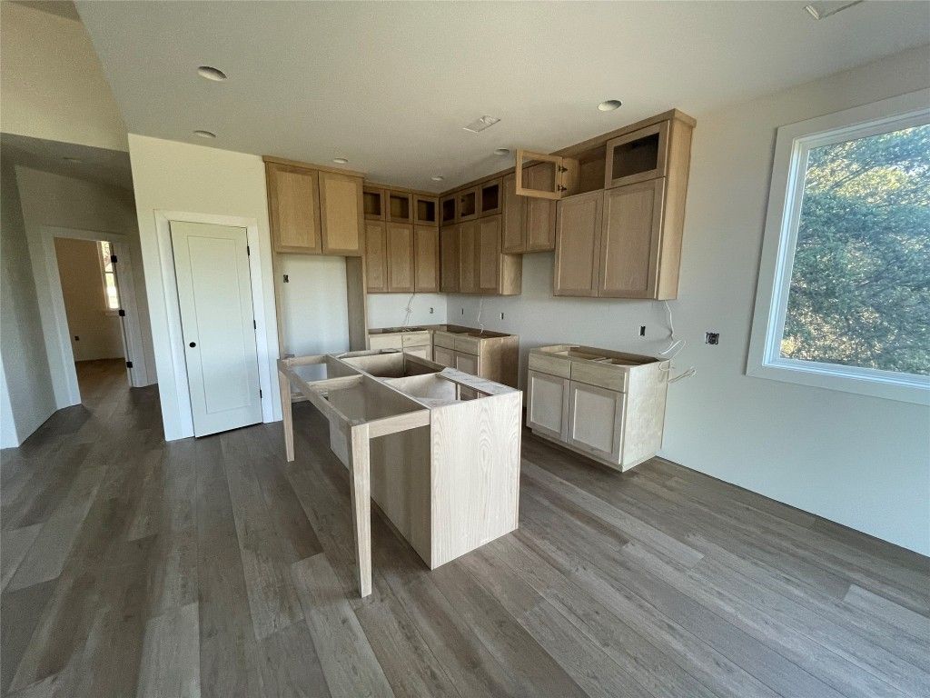 Interior, Kitchen, Recessed Lighting, Wood Texture Flooring