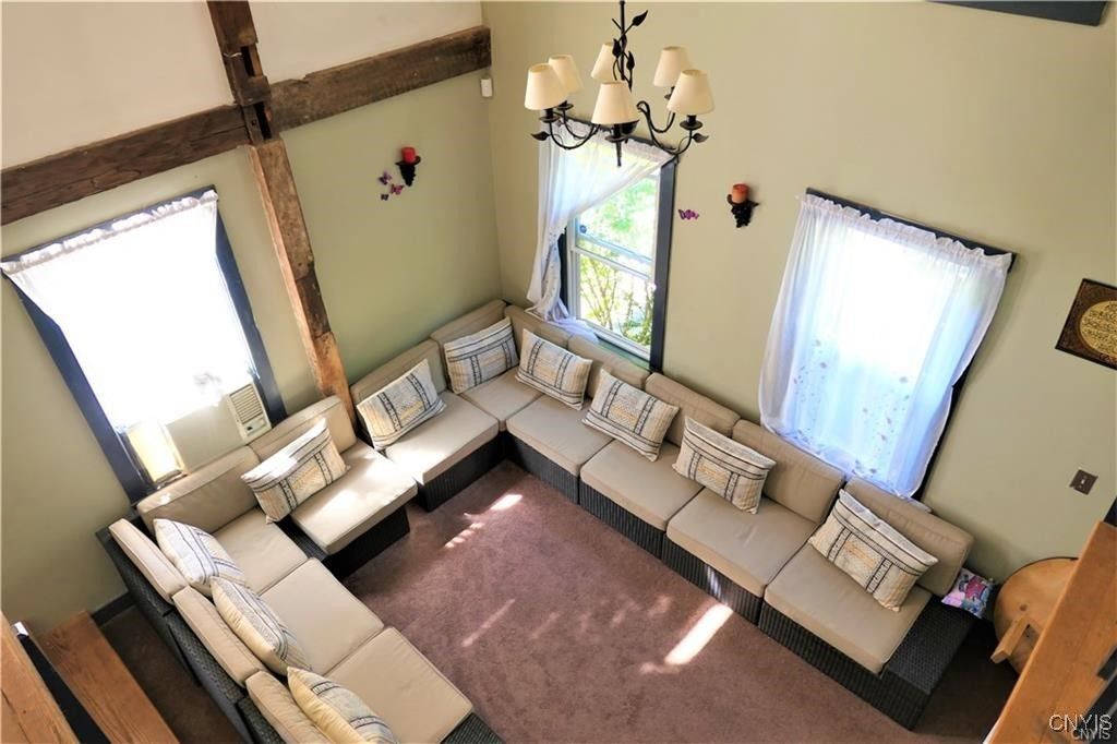 Chandelier, Interior, Living room, Wooden Beams
