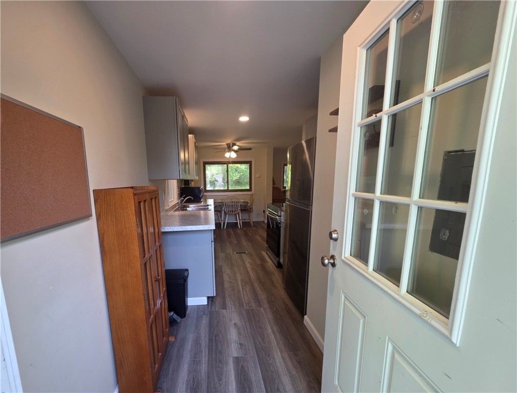 Interior, Kitchen, Recessed Lighting, Wood Texture Flooring