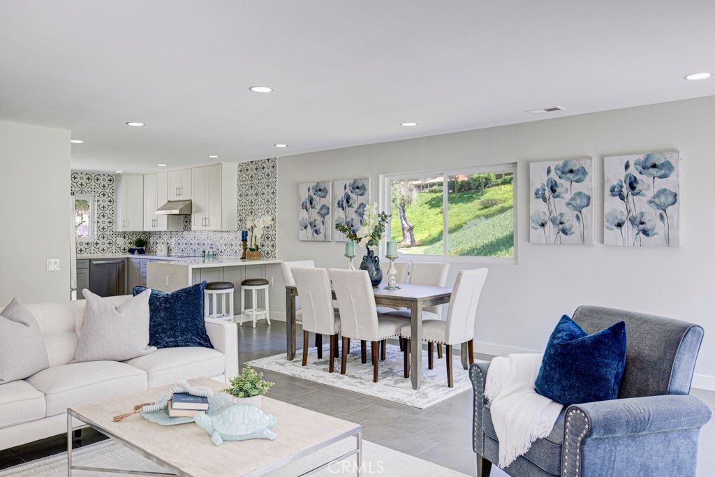 Dining room, Interior, Kitchen, Living room, Recessed Lighting