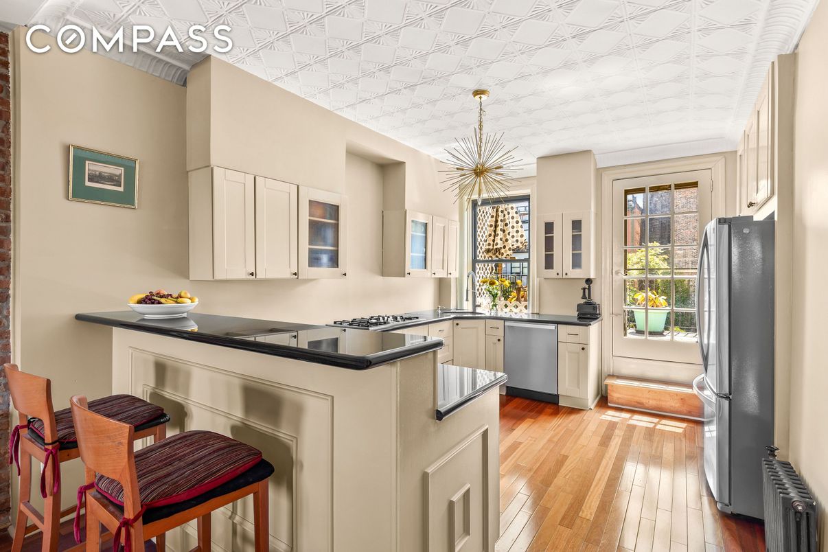 Interior, Kitchen, Pendant Lights, Stainless Steel Appliances, Wood Texture Flooring