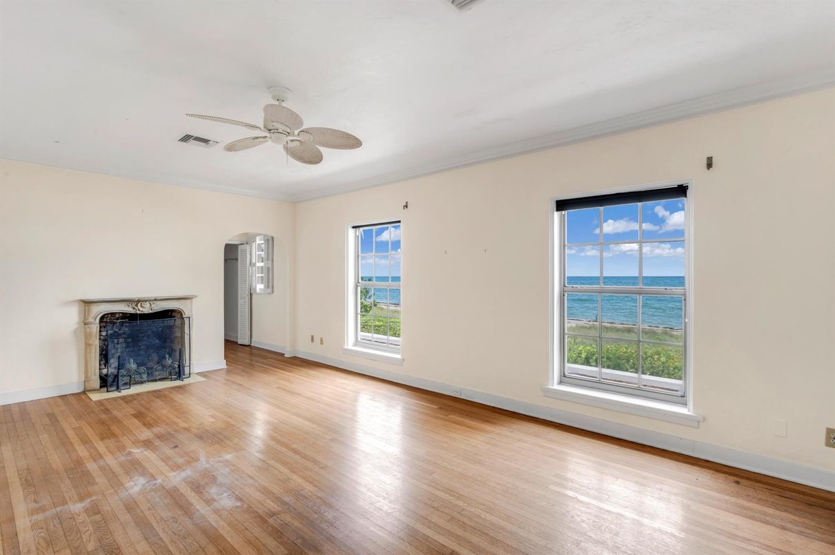 Empty room, Fireplace, Interior, Water, Wood Texture Flooring