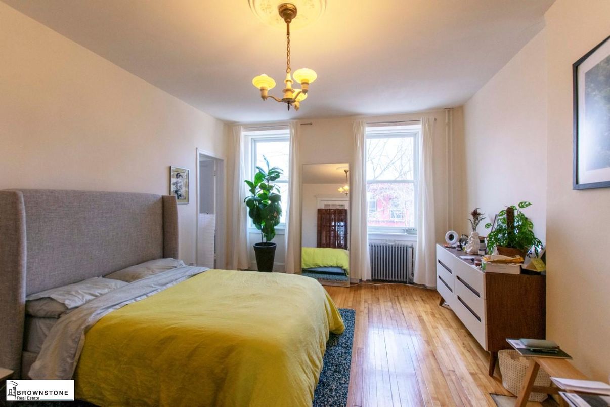 Bedroom, Chandelier, Interior, Wood Texture Flooring