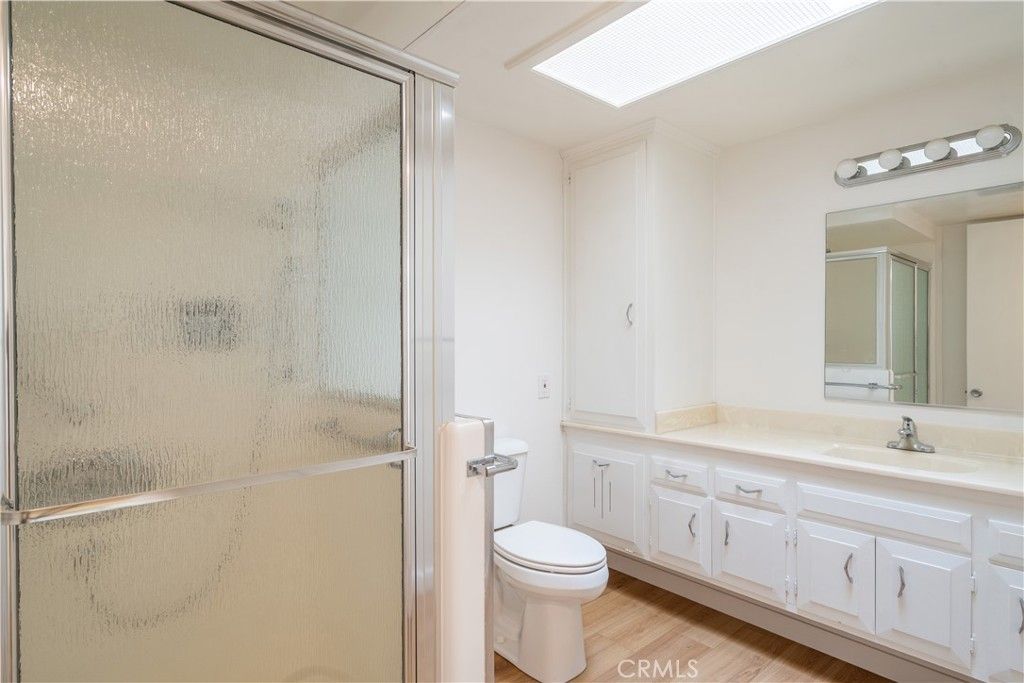 Bathroom, Glass Shower, Interior, Wood Texture Flooring