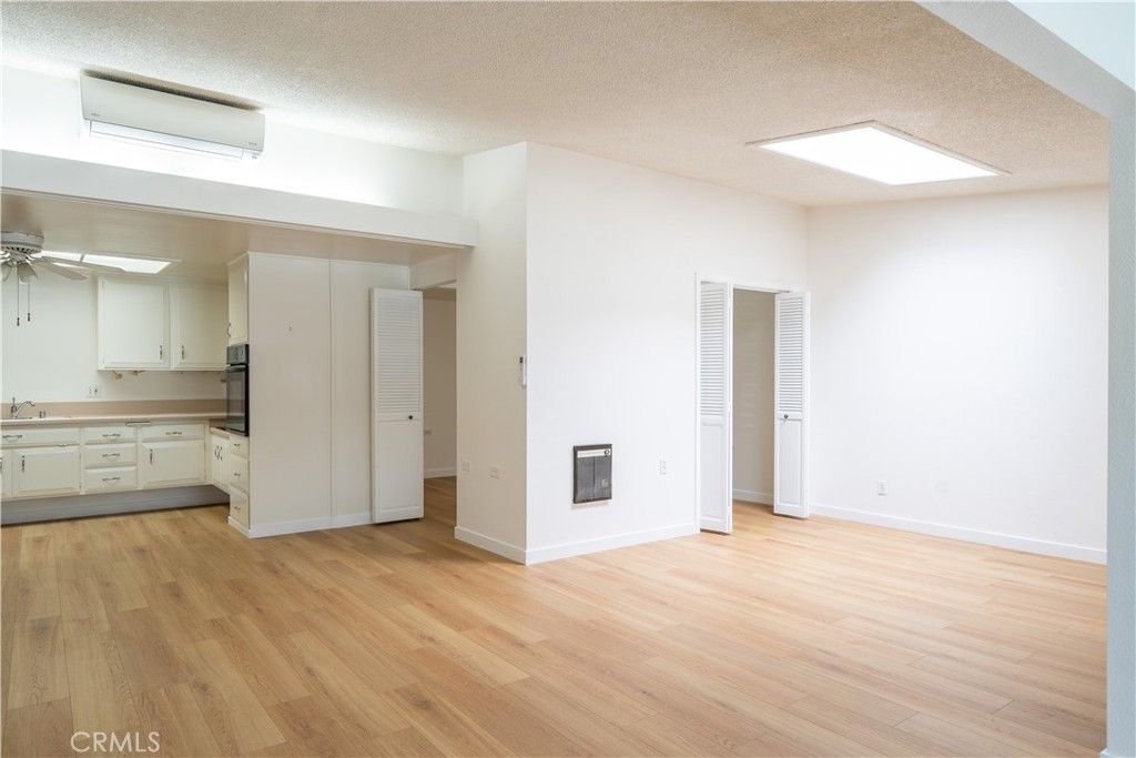 Empty room, Interior, Kitchen, Recessed Lighting, Wood Texture Flooring