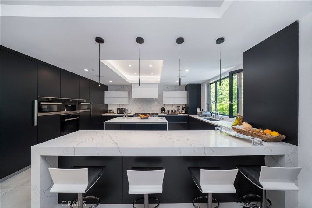 Interior, Kitchen, Marble, Pendant Lights, Recessed Lighting