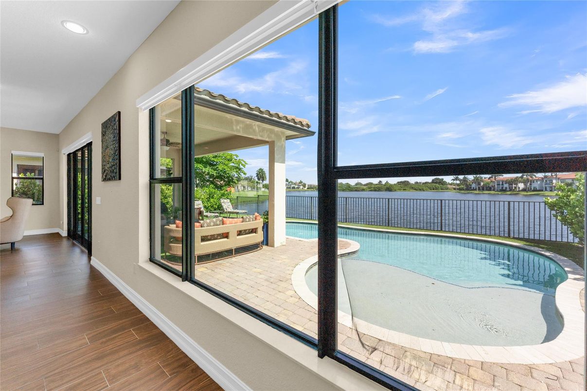 Interior, Pool, Recessed Lighting, Water, Wood Texture Flooring