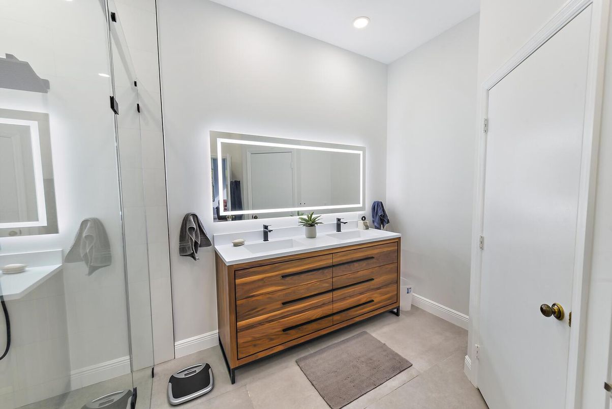 Bathroom, Dual Sink Vanities, Glass Shower, Interior, Recessed Lighting