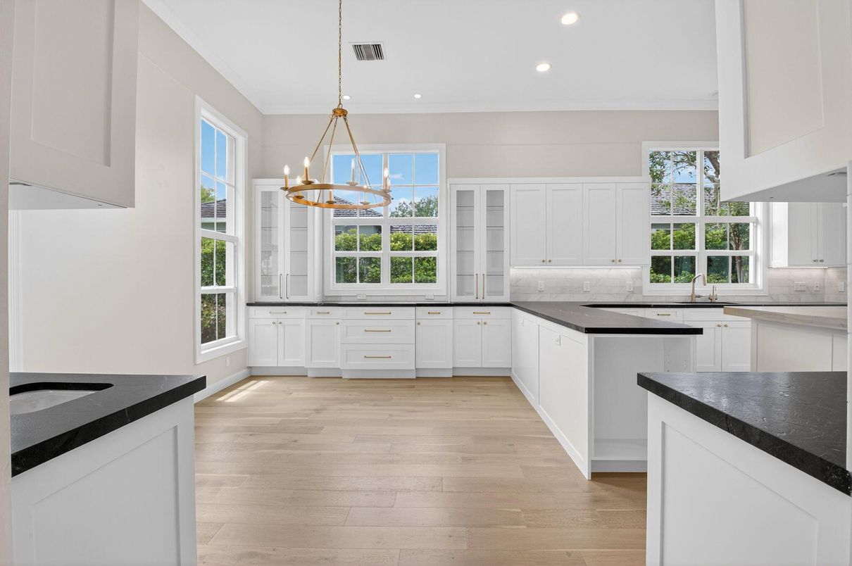 Interior, Kitchen, Pendant Lights, Recessed Lighting, Wood Texture Flooring