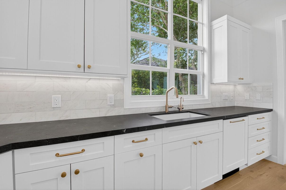 Interior, Kitchen, Marble Walls, Wood Texture Flooring
