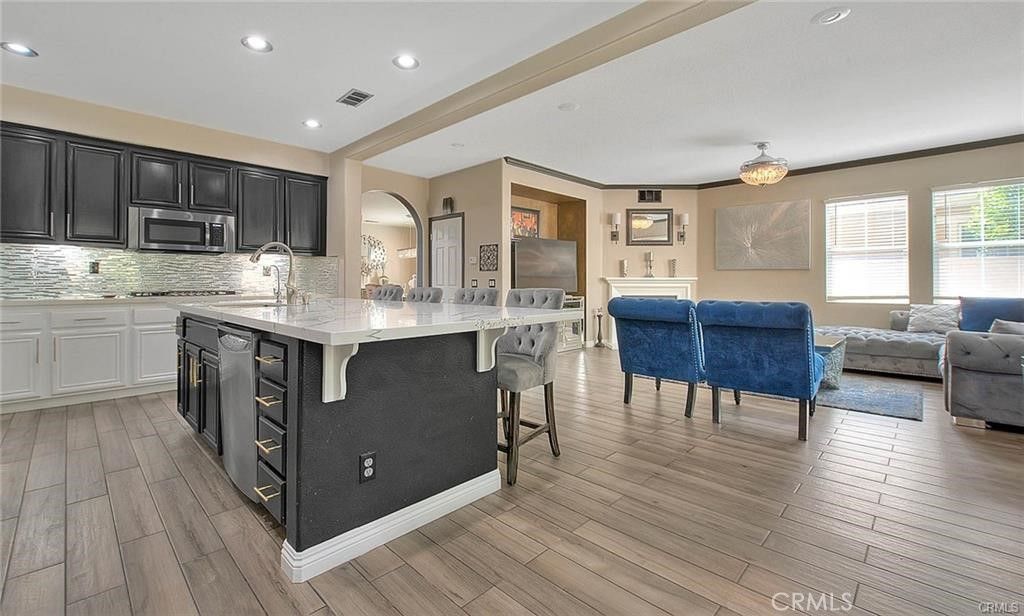 Interior, Kitchen, Living room, Recessed Lighting, Wood Texture Flooring