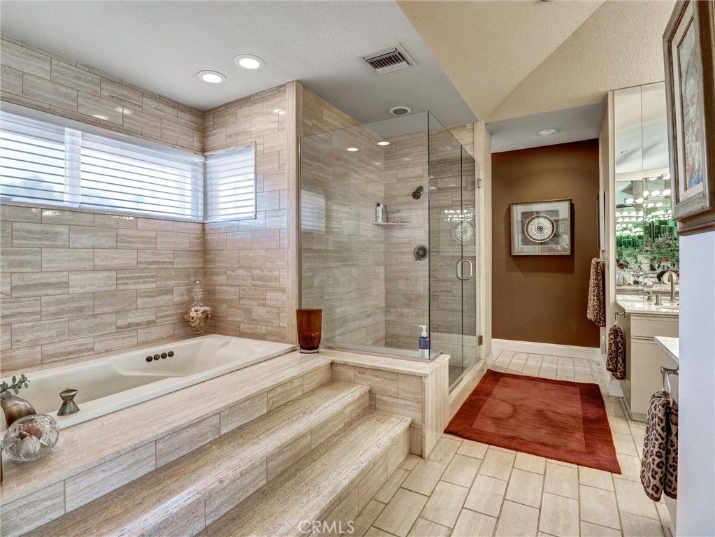 Bathroom, Glass Shower, Interior, Recessed Lighting, Wood Texture Flooring