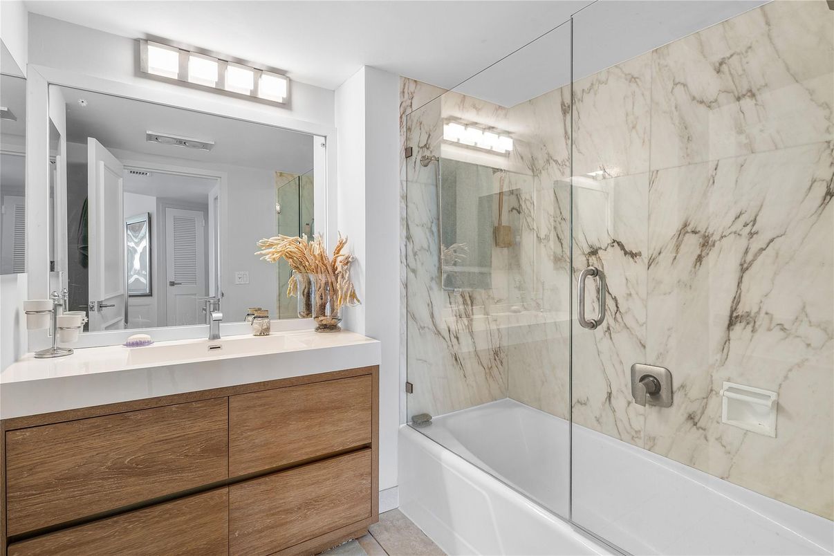 Bathroom, Glass Shower, Interior, Marble Walls