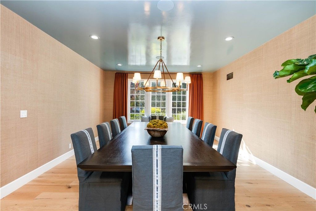 Dining room, Interior, Pendant Lights, Recessed Lighting, Wood Texture Flooring