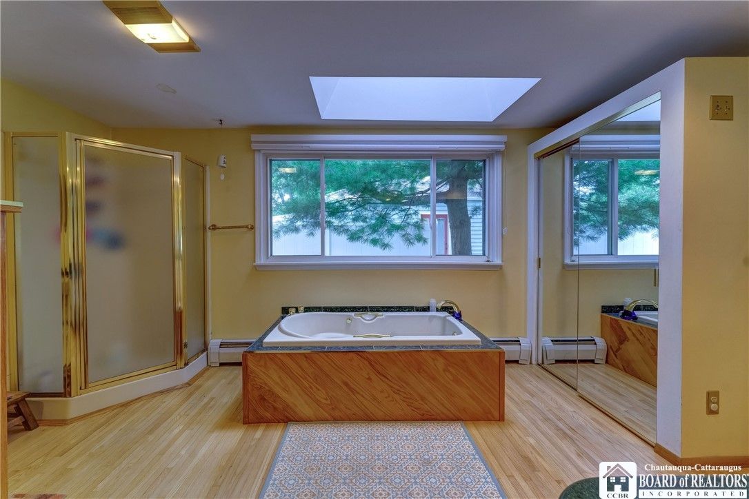 Bathroom, Glass Shower, Interior, Wood Texture Flooring
