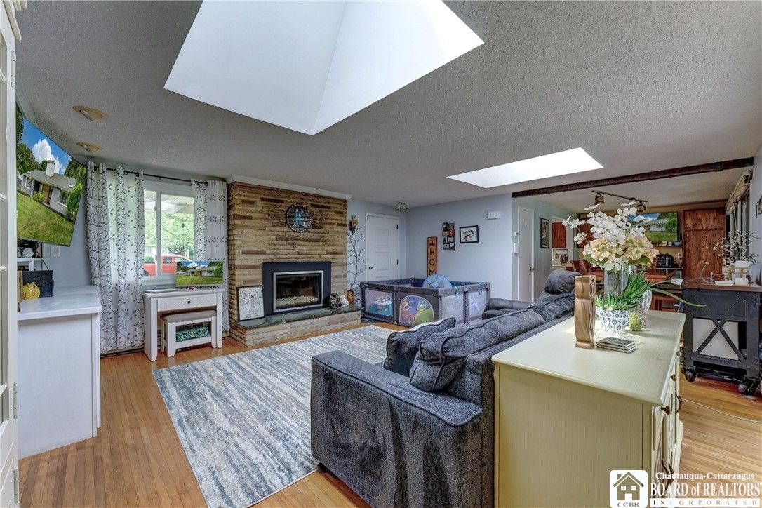 Fireplace, Interior, Living room, Stone Walls, Wood Texture Flooring