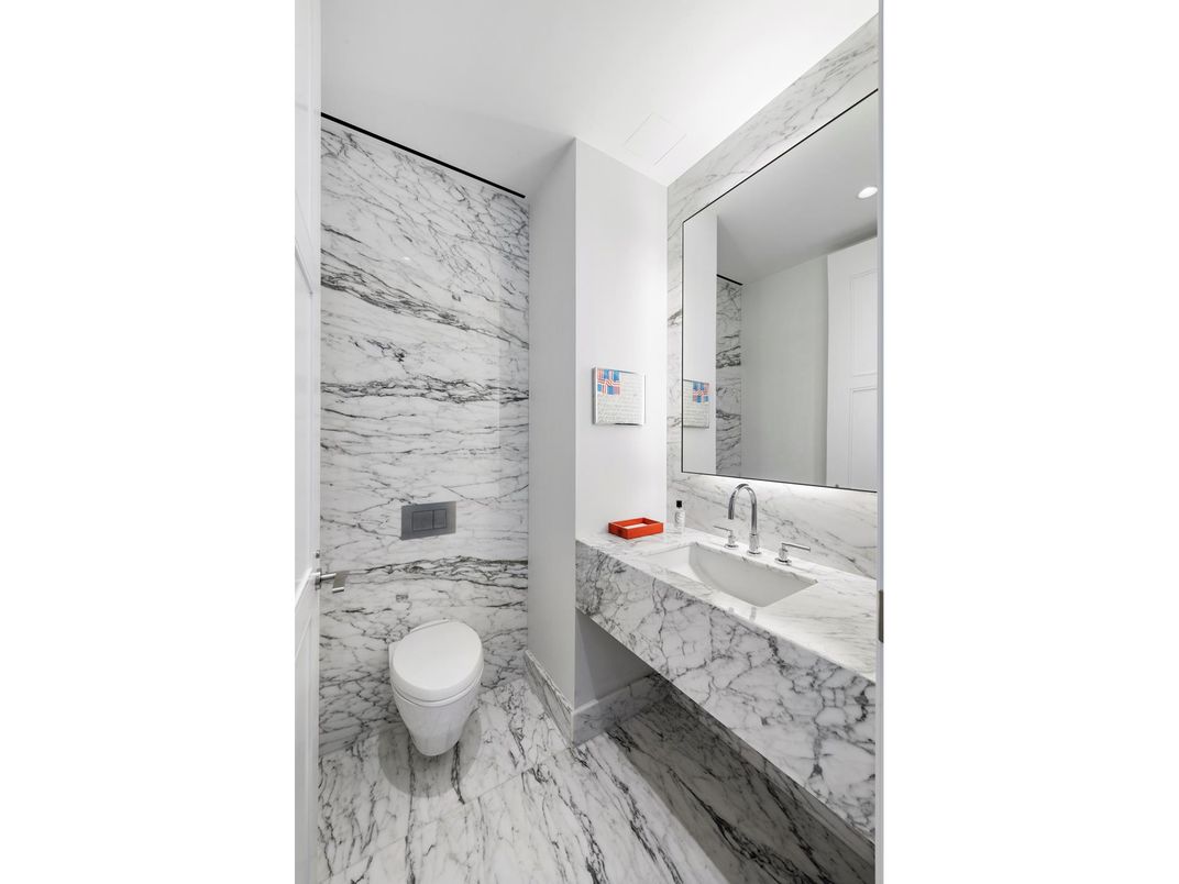 Bathroom, Interior, Marble, Marble Walls, Recessed Lighting