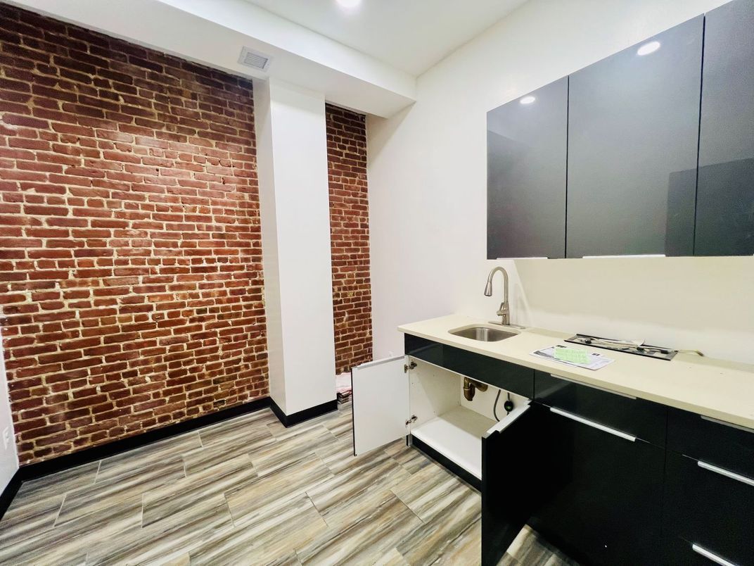 Interior, Recessed Lighting, Stone Walls, Wood Texture Flooring