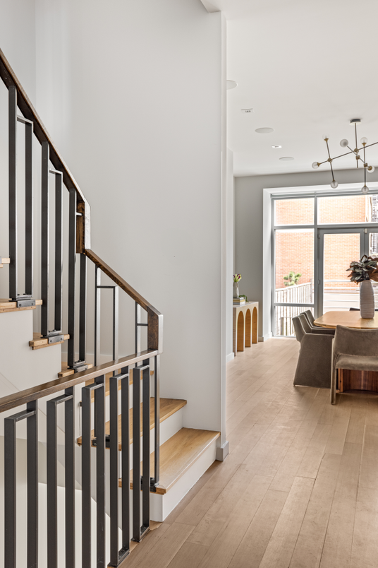 Dining room, Interior, Recessed Lighting, Wood Texture Flooring