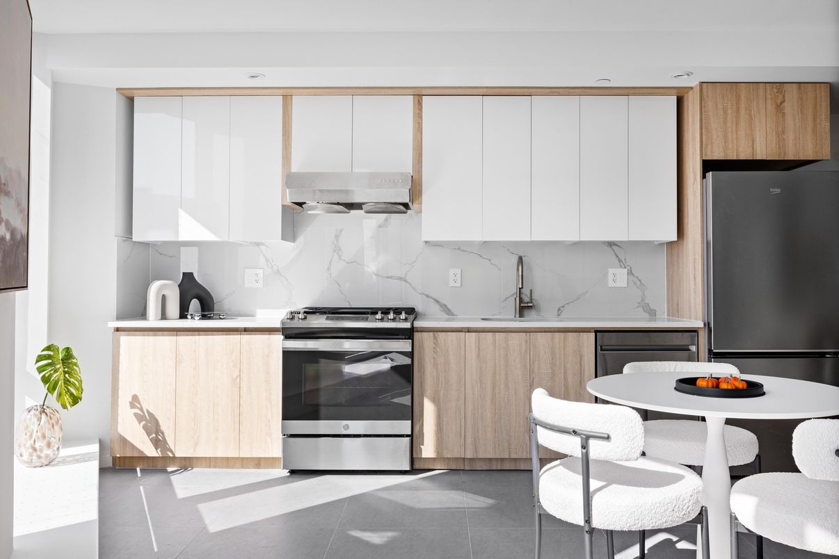 Interior, Kitchen, Marble Walls, Stainless Steel Appliances