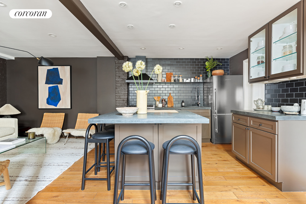 Interior, Kitchen, Recessed Lighting, Wood Texture Flooring