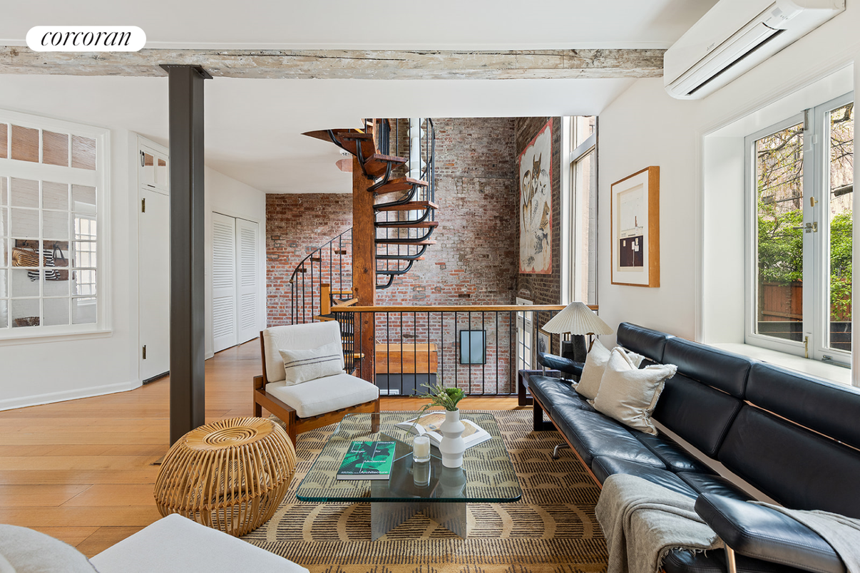 Interior, Living room, Stone Walls, Wood Texture Flooring