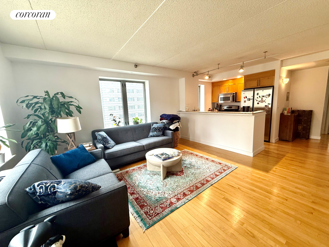 Interior, Kitchen, Living room, Stainless Steel Appliances, Wood Texture Flooring