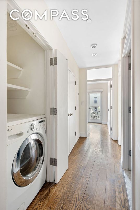 Interior, Recessed Lighting, Utility Closets, Washer, Wood Texture Flooring