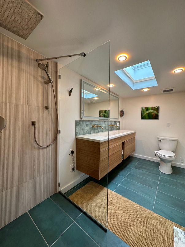 Bathroom, Glass Shower, Interior, Recessed Lighting