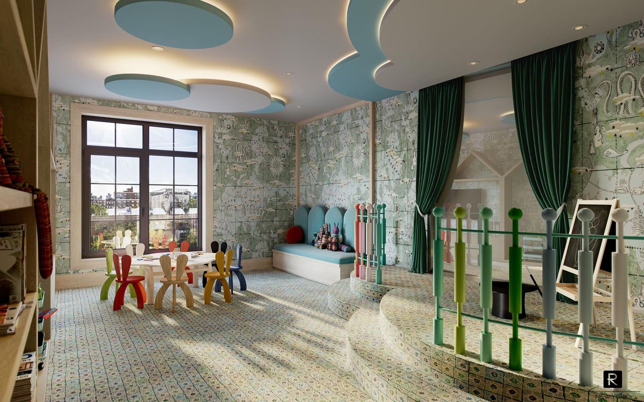 Dining room, Interior, Recessed Lighting, Stone Walls