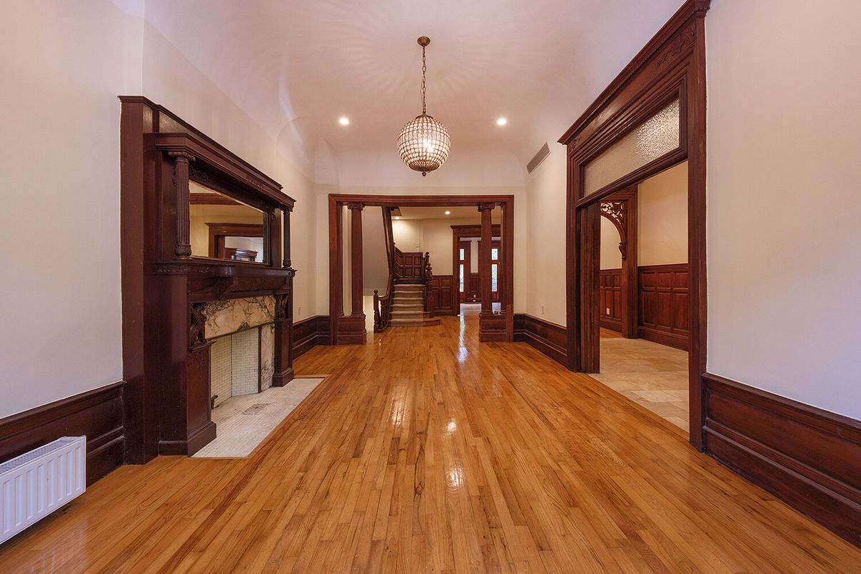 Chandelier, Fireplace, Interior, Pendant Lights, Recessed Lighting, Wood Texture Flooring