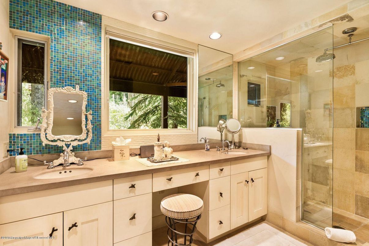 Bathroom, Dual Sink Vanities, Glass Shower, Interior, Recessed Lighting