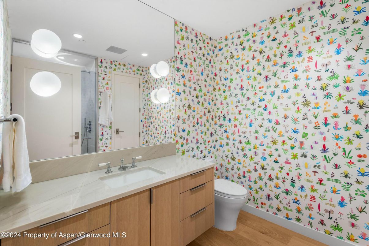 Bathroom, Interior, Recessed Lighting, Wood Texture Flooring